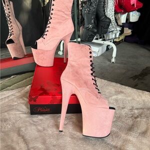 Pleaser Flamingo Platform Suede Pole Dancer Stripper Boots Size 11 - Brand New